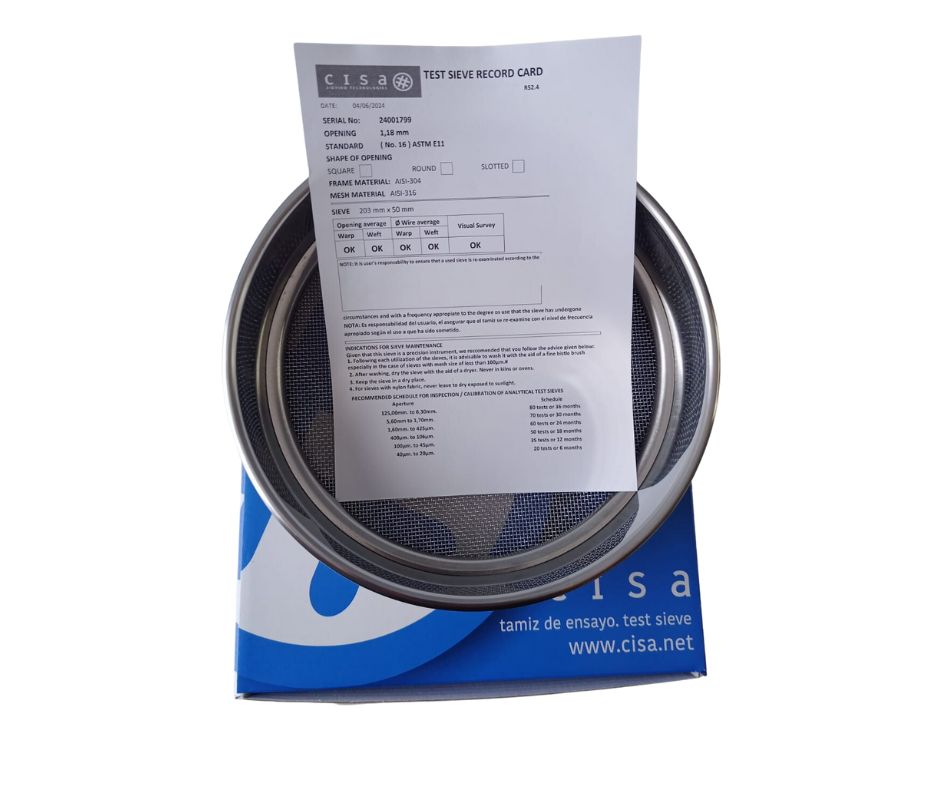 Tamiz 8 pulgadas malla 500 US acero inoxidable CISA TM-0801